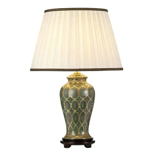 Lampa stołowa zielona szklana z abażurem DL-SASHI-TL z serii Sashi - Elstead Lighting