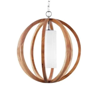 Lampa wisząca drewniana kulista z białym kloszem FE-ALLIER-P-S-LW z serii ALLIER - Elstead Lighting