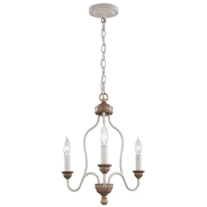 Żyrandol metalowy biało-brązowy 3-punktowy FE-HARTSVILLE3 z serii Hartsville - Elstead Lighting