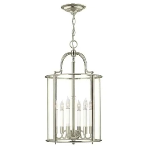 Lampa wisząca metalowa szklana 6-punktowa HK-GENTRY-P-L-PN z serii Gentry - Elstead Lighting