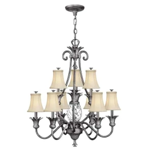 Żyrandol metalowy srebrny 10-punktowy HK-PLANT10-PL z serii Plantation - Elstead Lighting