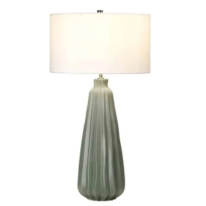 Lampa stołowa szklana szałwiowa z białym abażurem KEW-TL z serii KEW - Elstead Lighting