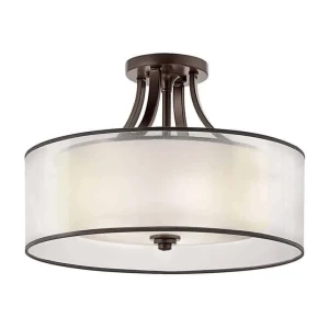 Półplafon metalowy brązowy z białym abażurem 51cm KL-LACEY-SFM-MB z serii LACEY - Elstead Lighting