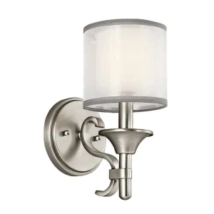Kinkiet metalowy srebrny z białym abażurem KL-LACEY1-AP z serii LACEY - Elstead Lighting