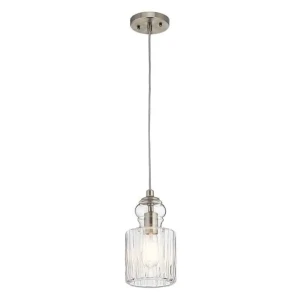 Lampa wisząca szklana prążkowana nikiel KL-RIVIERA-P-B z serii RIVIERA - Elstead Lighting