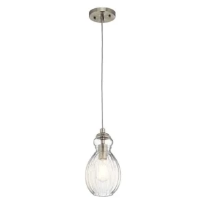 Lampa wisząca szklana żebrowana nikiel KL-RIVIERA-P-C z serii RIVIERA - Elstead Lighting