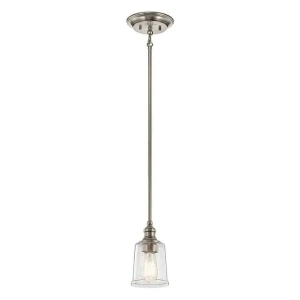 Lampa wisząca metalowa srebrna ze szklanym kloszem KL-WAVERLY-MP-CLP z serii WAVERLY - Elstead Lighting
