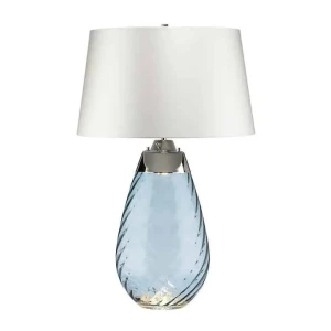Lampa stołowa szklana niebieska z białym abażurem LENA-TL-L-BLUE-OWSS z serii LENA - Elstead Lighting