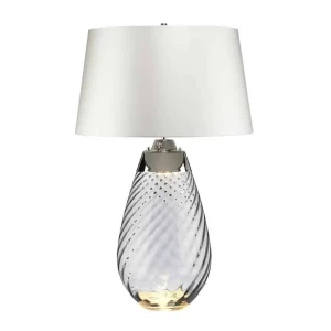 Lampa stołowa szklana dymiona z białym abażurem LENA-TL-L-SMOKE-OWSS z serii LENA - Elstead Lighting