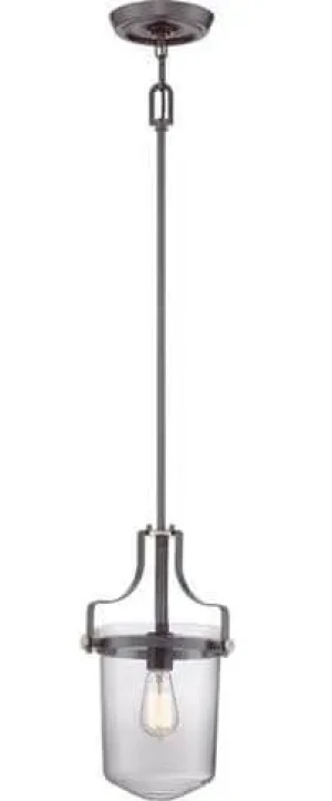 Lampa wisząca metalowa brązowa ze szklanym kloszem QZ-PENN-STATION-S-WT z serii Penn Station - Elstead Lighting