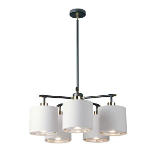 Żyrandol metalowy czarny 5-punktowy z abażurami BALANCE5-BKPN z serii BALANCE - Elstead Lighting