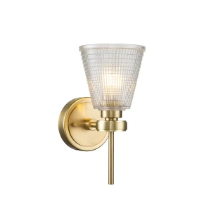 Kinkiet mosiężny szczotkowany ze szklanym kloszem BATH-GUNNIS1-BB z serii Gunnislake - Elstead Lighting