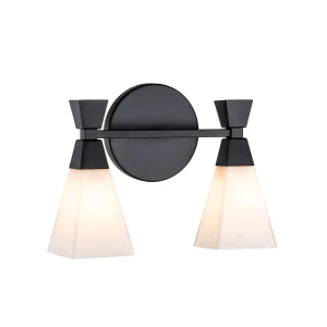 Kinkiet metalowy czarny 2-punktowy z opalowym szkłem BOWTIE-2-MB z serii BOWTIE - Elstead Lighting