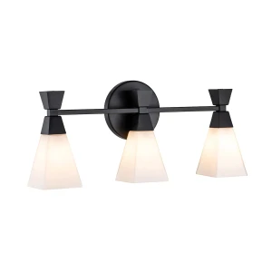 Kinkiet metalowy czarny 3-punktowy z kloszami opal BOWTIE-3-MB z serii BOWTIE - Elstead Lighting