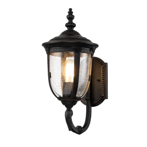 Kinkiet zewnętrzny czarny metalowy ze szklanym kloszem CL1-S z serii Cleveland - Elstead Lighting