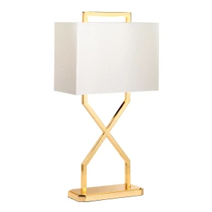 Lampa stołowa metalowa złota z białym abażurem CROSS-TL-IVORY z serii CROSS - Elstead Lighting