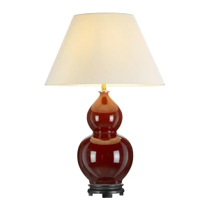 Lampa stołowa ceramiczna czerwona z jasnym abażurem DL-HARBIN-TL-OXB z serii Harbin - Elstead Lighting
