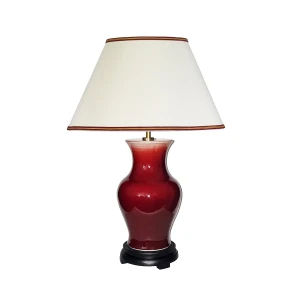 Lampa stołowa porcelanowa czerwona z kremowym abażurem DL-MAJIN-SMALL-TL-OXB z serii MAJIN - Elstead Lighting