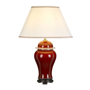 Lampa stołowa ceramiczna czerwona z abażurem DL-OXBLOOD-TJ-TL - Elstead Lighting