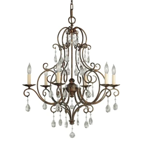 Żyrandol metalowy brązowy 6-punktowy z kryształami FE-CHATEAU6 z serii CHATEAU - Elstead Lighting