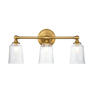 Kinkiet mosiężny 3-punktowy ze szklanymi kloszami FE-HUGOLAKE3BATH-BB z serii HUGUENOT LAKE - Elstead Lighting