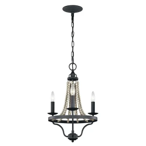 Żyrandol metalowy z drewnianymi koralikami 3-punktowy FE-NORI3-DWZ z serii Nori - Elstead Lighting