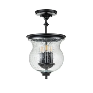 Półplafon czarny metalowy ze szklanym kloszem 3-punktowy FE-PICKERING-LANE-SF-BLK z serii PICKERING LANE - Elstead Lighting