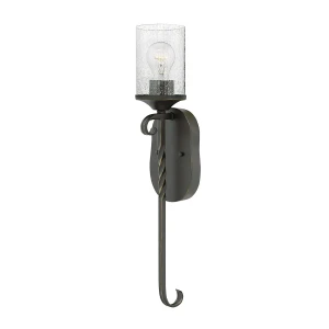 Kinkiet metalowy czarny z kloszem ze szkła bąbelkowego HK-CASA1 z serii CASA - Elstead Lighting