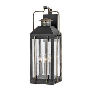Kinkiet zewnętrzny latarnia czarny metalowy 3-punktowy HK-FITZGERALD2-L z serii Fitzgerald - Elstead Lighting
