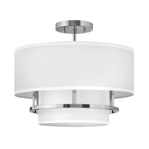 Lampa wisząca 3-punktowa niklowa z białym abażurem HK-GRAHAM-M-PN z serii GRAHAM - Elstead Lighting