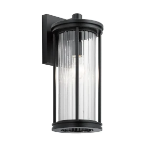 Kinkiet zewnętrzny czarny metalowy ze szkłem żebrowanym KL-BARRAS2-M-BK z serii BARRAS - Elstead Lighting
