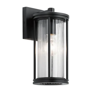 Kinkiet zewnętrzny czarny metalowy ze szkłem żebrowanym KL-BARRAS2-S-BK z serii BARRAS - Elstead Lighting