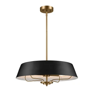 Lampa wisząca czarna z mosiądzem 4-punktowa KL-LUELLA-4P-BKB z serii LUELLA - Elstead Lighting