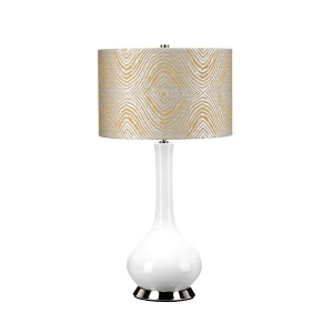Lampa stołowa ceramiczna biała z wzorzystym abażurem MILO-PN-TL-PSM z serii MILO - Elstead Lighting