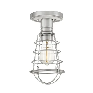Półplafon metalowy w kolorze szczotkowanego niklu QZ-MIXON-SF-BN z serii MIXON - Elstead Lighting