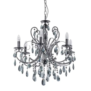 Żyrandol kryształowy czarny 6-punktowy MD72709-6B z serii BAROCCO - Lampy Italux