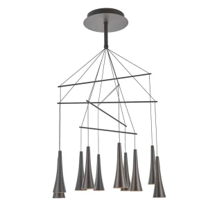 Lampa wisząca metalowa srebrna 10-punktowa MD16115-10A z serii Luca - Lampy Italux