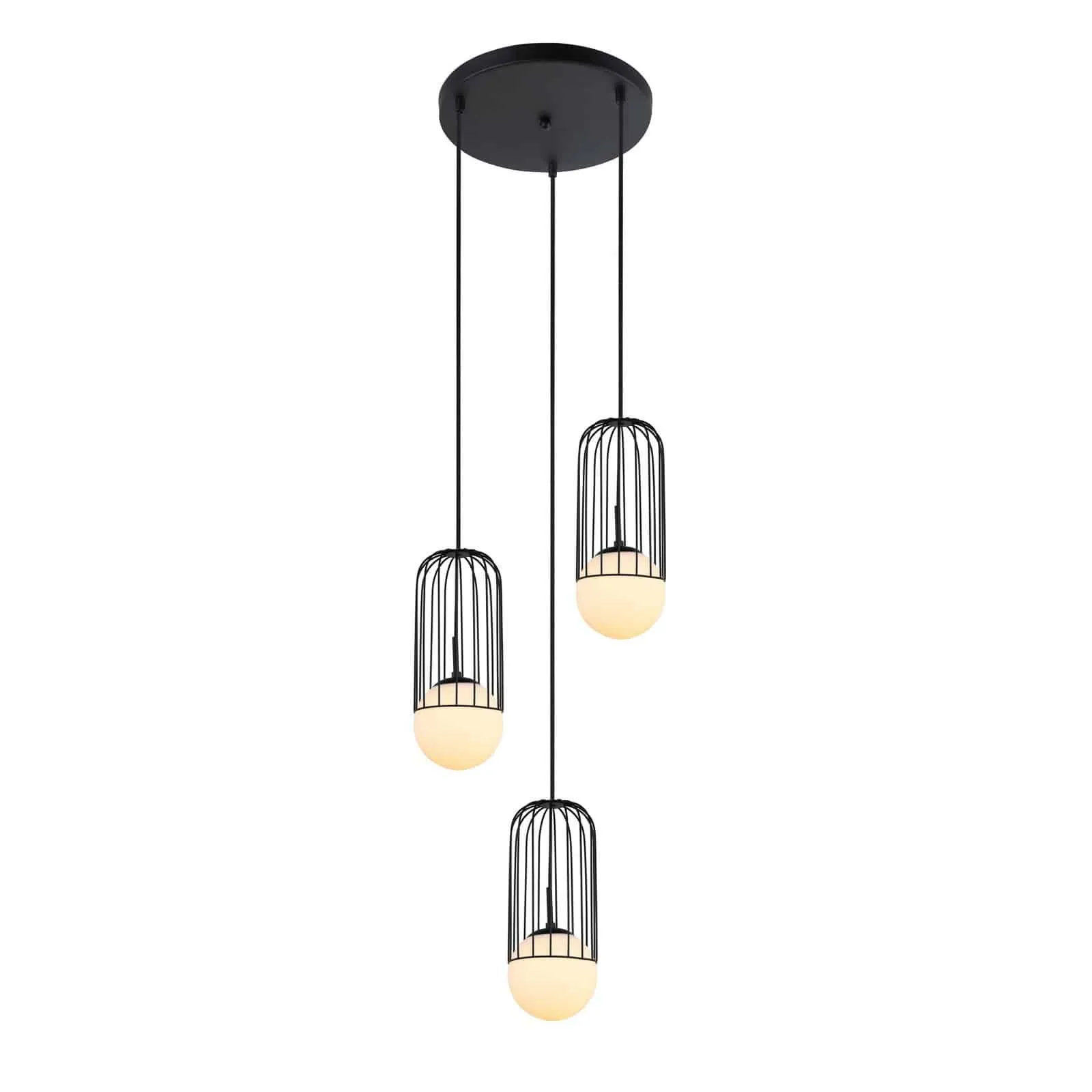 Lampa wisząca metalowa czarna 3-punktowa MDM-3939/3 BK z serii Matty - Lampy Italux