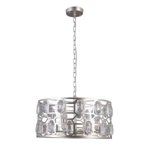 Lampa wisząca metalowa srebrna z kryształami 6-punktowa PND-43400-6 z serii Momento - Lampy Italux