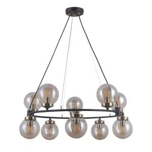 Lampa wisząca loftowa czarna metalowa 10-punktowa PND-28622-10A z serii Galvez - Lampy Italux