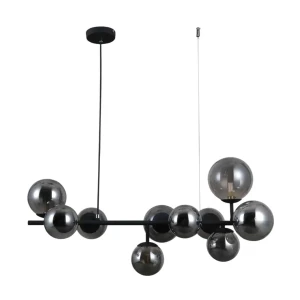 Lampa wisząca czarna 10-punktowa szklana PND-40423-10 z serii Frontera - Lampy Italux