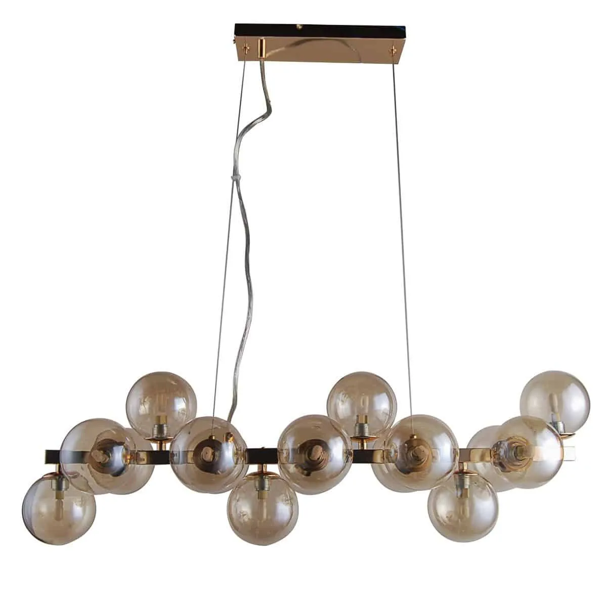 Lampa wisząca złota 16-punktowa ze szklanymi kloszami PND-6161-16 GO+CO z serii MARBELIO - Lampy Italux