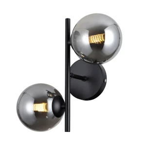 Kinkiet czarny metalowy z dwiema szklanymi kulami WL-2244-2-BL z serii Erimida - Lampy Italux