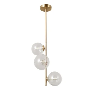 Lampa wisząca złota metalowa z 3 szklanymi kulami PND-40717-3-HBR z serii Toledo - Lampy Italux