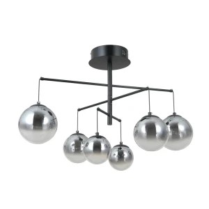 Lampa wisząca czarna z 6 szklanymi kulami PND-34381-6-BK z serii VELADA - Lampy Italux