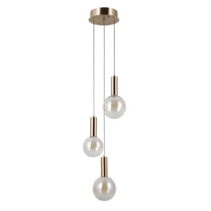 Lampa wisząca złota 3-punktowa szklana PND-34378-3S-HBR z serii Strela - Lampy Italux