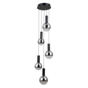 Lampa wisząca czarna aluminiowa 5-punktowa PND-34378-5S-BK z serii STRELA - Lampy Italux