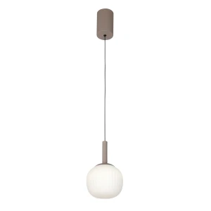 Lampa wisząca brązowa metalowa z białym kloszem PND-02217-1-BRO z serii Montes - Lampy Italux