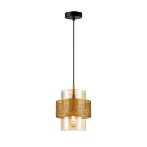 Lampa wisząca złota szklana z siatką PND-22132-1S-GD-AMB z serii VINOTI - Lampy Italux