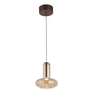 Lampa wisząca miedziana ze szklanym bursztynowym kloszem PND-24011-1-COPP z serii Carote - Lampy Italux